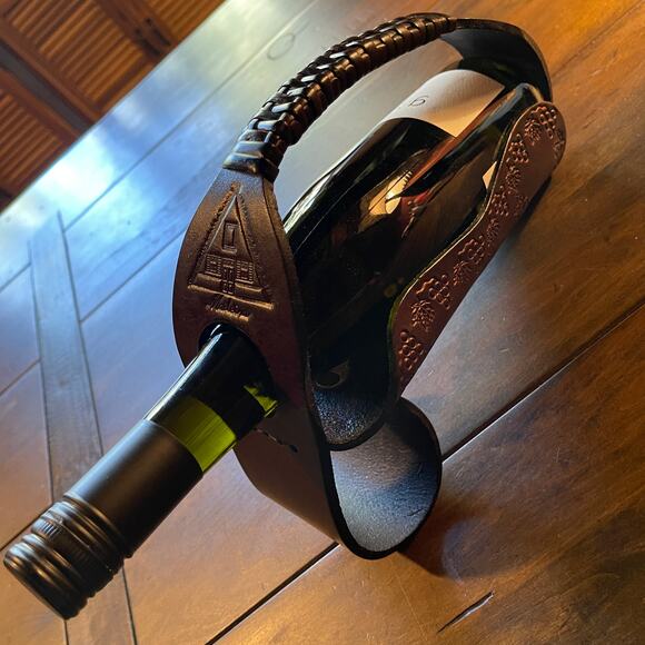 Madeira Wine Portugal Leather Wine Bottle Server Carrier - Picture 1 of 12